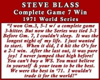 Steve Blass Signed OML "1971 World Series-Game 7 Winner" Story Ball ...