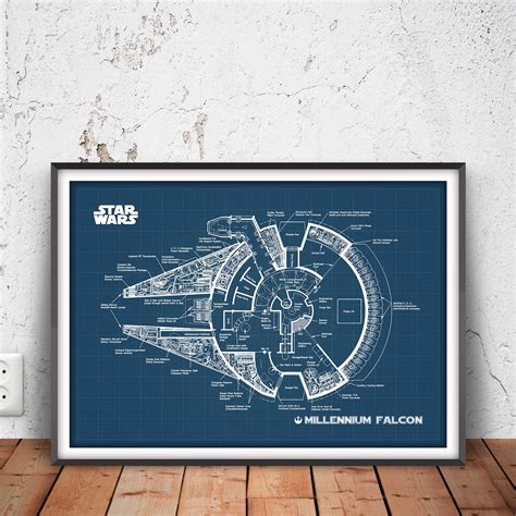 Millennium Falcon Blueprints - Star Wars Digital Downloadable Art