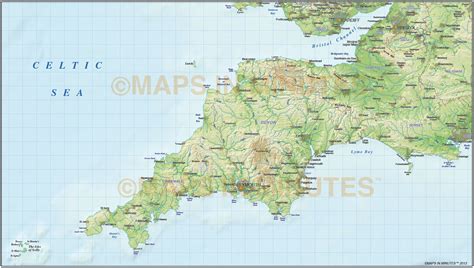 South West England County Map with regular relief @1,000,000 scale in ...