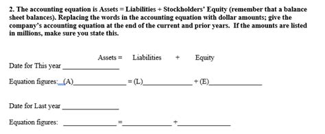 2. The accounting equation is Assets = Liabilities + | Chegg.com