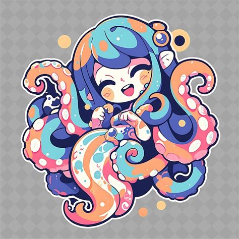 Premium PSD | Png joyful and kawaii anime octopus girl with octopus ...