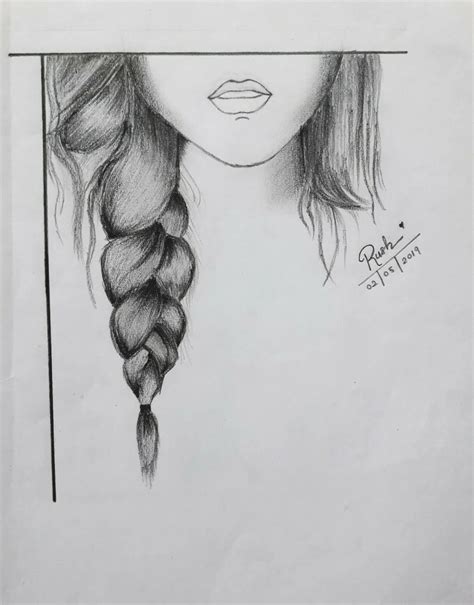 Girl Alone Pencil Drawing - A4 size, a400 womens - mi-pro.co.uk