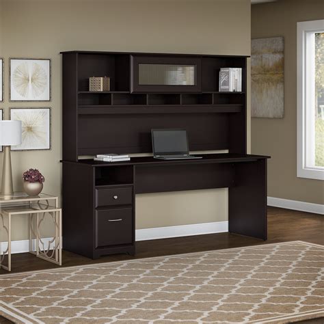 Cabot Modern 72W Computer Desk with Hutch, includes File Drawer and Box ...