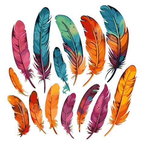 Colorful Turkey Feathers Vector, Sticker Clipart Colorful Feather ...