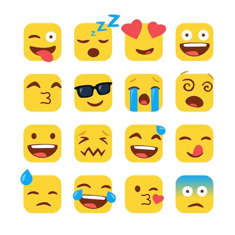 Premium Vector | Set of funny square emojis