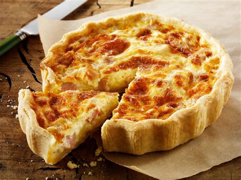 Quiche Lorraine , filled with Bacon, Cheese and topped with a tomato ...