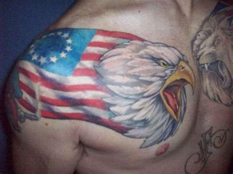 Eagle with usa flag tattoo on shoulder - Tattooimages.biz