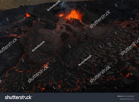 Drone Shot Volcano Eruption Iceland Summer Stock Photo 2235412827 ...