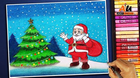 Santa Claus And Christmas Tree Drawing