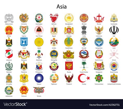 Set coat of arms the countries asia Royalty Free Vector