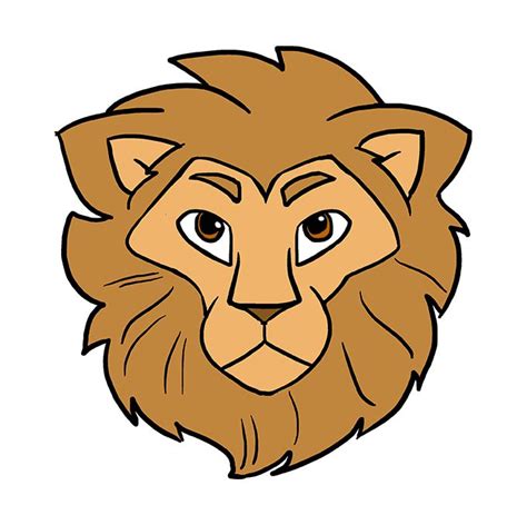 Cartoon Lion Face Drawing Easy : Free Lion Line Drawing, Download Free ...