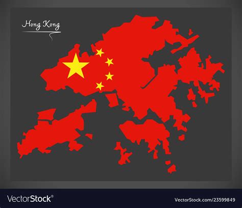 Hong kong china map with chinese national flag Vector Image