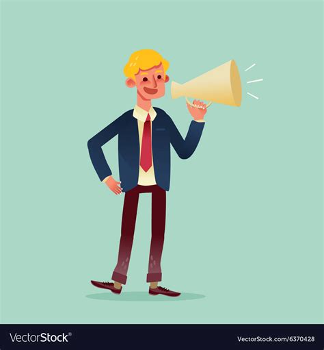 Businessman speaking through megaphone cartoon Vector Image