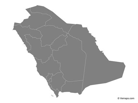 Grey Map of Saudi Arabia with Regions | Free Vector Maps