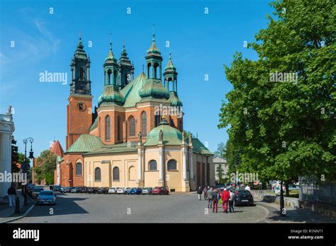 Poznan Cathedral, view of the city Cathedral with its distinctive five ...