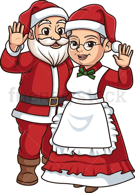 Mr And Mrs Santa Claus Cartoon Clipart Vector - FriendlyStock