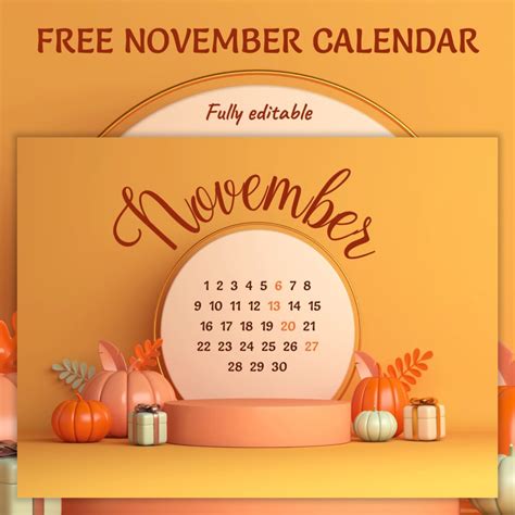 Free Fall November Calendar – MasterBundles