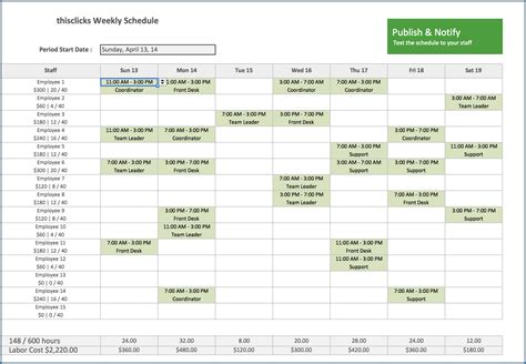 √ Free Printable Staff Schedule Template