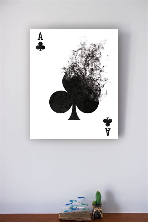 Playing Cards Wall Art Black and White Art Illustration, Smoke Art ...