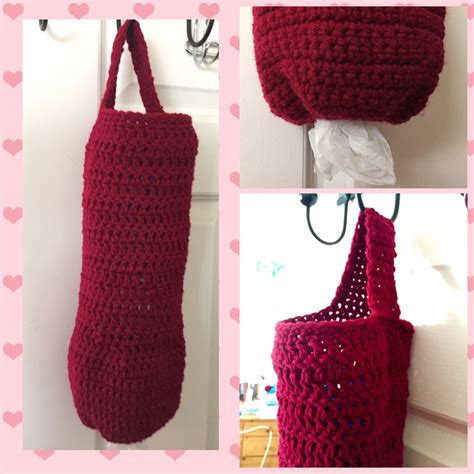 Crochet plastic bag holder/dispenser. Free pattern in comments, 2-3 ...