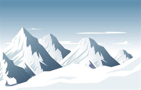 Premium Vector | Snow High Peak Mountain Frozen Ice Nature Landscape ...