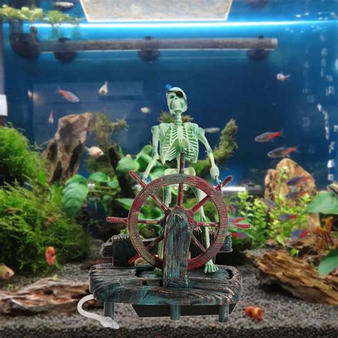 1Pcs Resin Fish Tank Background Decoration Pirate Captain Landscape ...