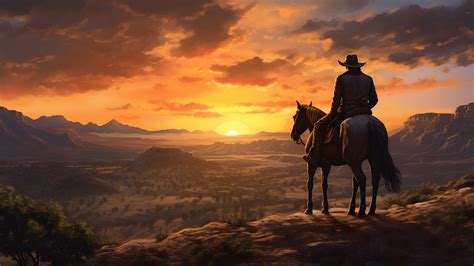 Download Ai Generated, Cowboy, Sunset. Royalty-Free Stock Illustration ...