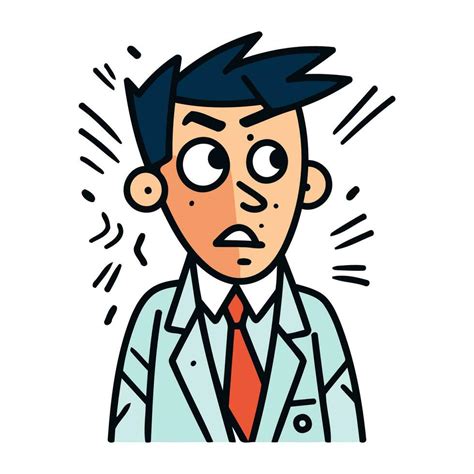 Sad male doctor in medical gown. Vector illustration in cartoon style ...