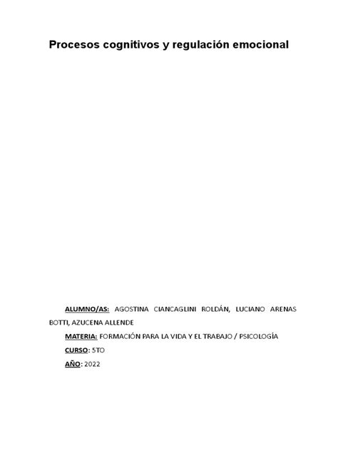 Procesos Cognitivos y Regulación Emocional-1 | PDF | Estrés (biología ...