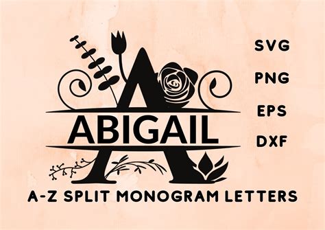 Split Monogram Svg Files for Cricut, Floral Monogram Set - Etsy