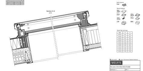 VELUX flat roof window drawings