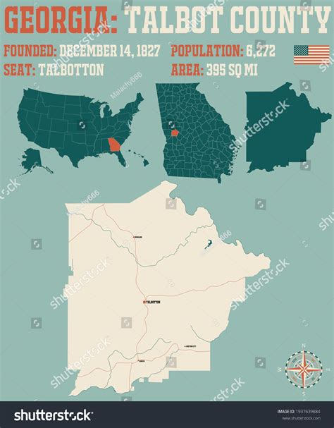 Large Detailed Map Talbot County Georgia Stock Vector (Royalty Free ...