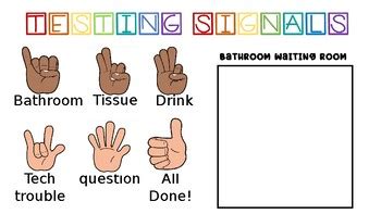 Testing Hand Signals + Bathroom Waiting Poster by Ariel Asher | TPT