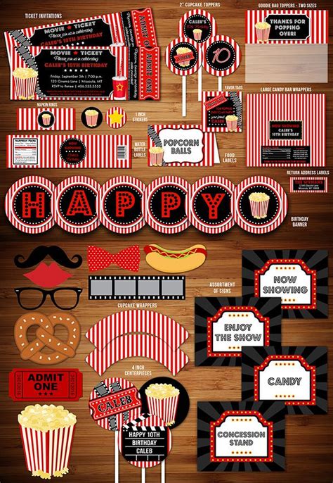 Printable Movie Night Birthday Party Package Decorations | Movie Ticket ...