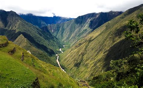 Looking into the Sacred Valley and the Urubamba River on the trek to ...