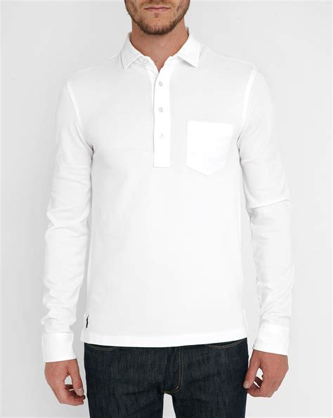 Polo ralph lauren White Long-sleeve Stretch Polo Shirt in White for Men ...