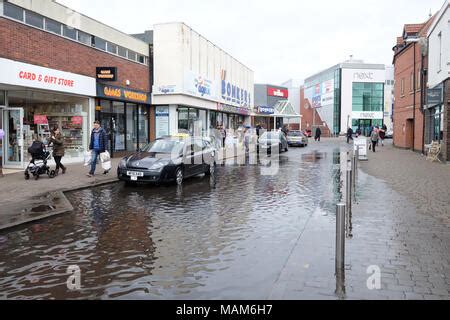 Flooding in Biggin Street Loughborough after heavy rain Stock Photo - Alamy