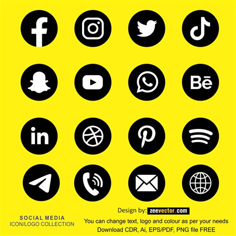 Social Media Icons Vector Free - Vector Design - Cdr, Ai, EPS, PNG, SVG