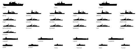 All major current Royal Navy vessels (individual ships) [1312x 486 ...