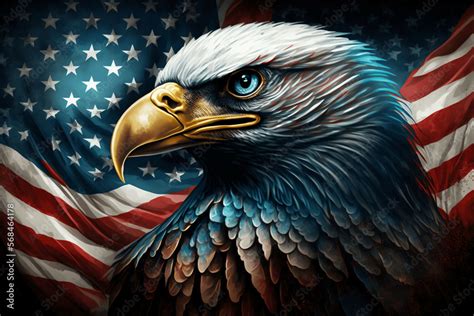 usa american flag creative patriotic background with bald eagle design ...