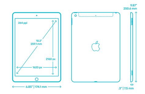 Apple iPad (7th Gen) - 2019 Dimensions & Drawings | Dimensions.com