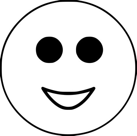 Clipart - Happy smiley emoji face black and white