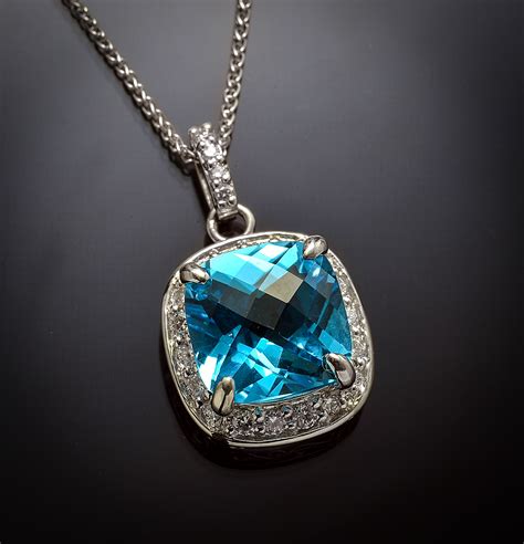 Blue Topaz and Diamond Pendant - John Marmo