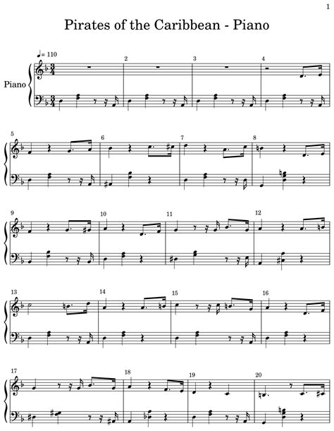 Pirates of the Caribbean - Piano - Sheet music for Piano