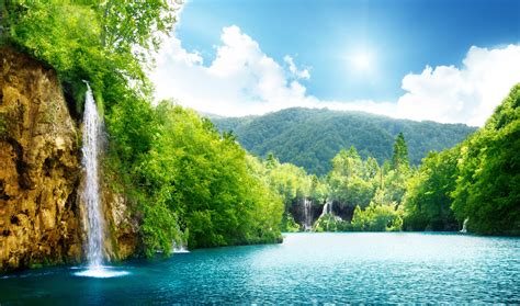 Stunning Waterfall in a Serene Lake