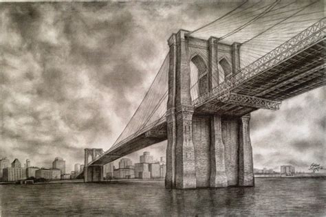 Brooklyn Bridge - pencil drawing - Dreams of an Architect