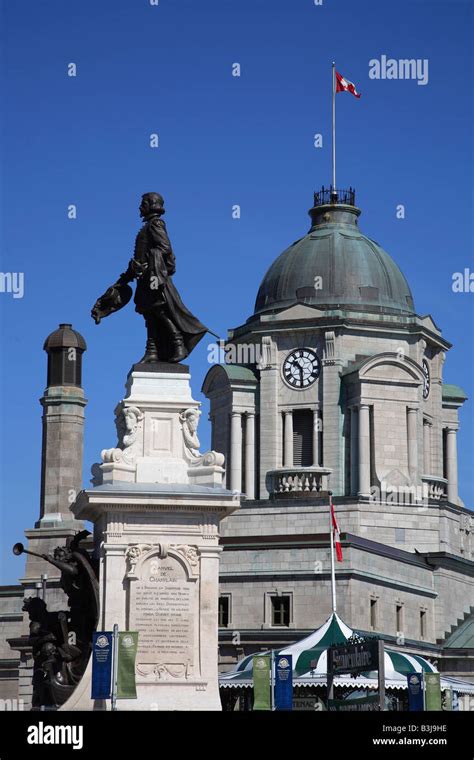 Canada Québec Quebec City Samuel de Champlain statue Stock Photo - Alamy