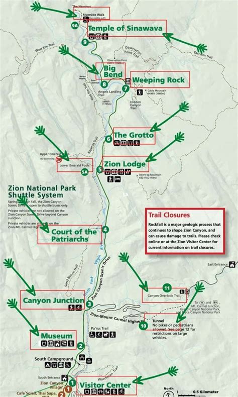 Zion National Park Scenic Drive Map