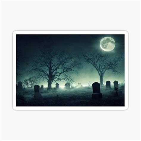 "Halloween Haunted Spooky Graveyard Horror Art" Sticker for Sale by ...