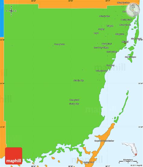 Political Simple Map of Miami-Dade County